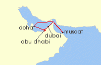 Cruise itinerary map for AIDA 7 Nacht Orient mit Oman ab Abu Dhabi (89259)