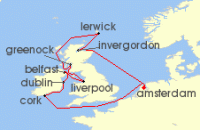Cruise itinerary map for Celebrity Cruises 12 Night British Isles (136651)