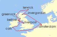 Cruise itinerary map for Celebrity Cruises 12 Night British Isles (134858)
