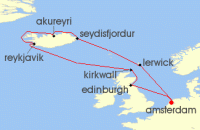 Cruise itinerary map for Celebrity Cruises 12 Night Iceland & Scotland (127204)