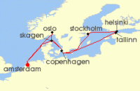 Cruise itinerary map for Celebrity Cruises 12 Night Best of Scandinavia (138841)