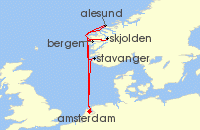 Cruise itinerary map for Celebrity Cruises 7 Night Norwegian Fjords (137226)
