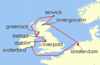 Cruise itinerary map for Celebrity Cruises 12 Night British Isles (135493)