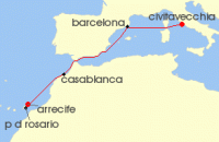 Cruise itinerary map for MSC Cruises 7 Night Canary Islands and Madeira (132552)