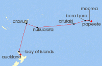 Cruise itinerary map for Seabourn 15 Night Coral Seas Discovery (123963)