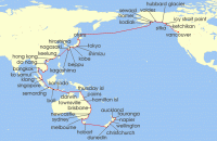 Cruise itinerary map for Viking Cruises 92 Night Grand Pacific Explorer (136139)