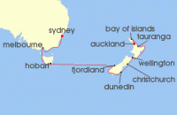 Cruise itinerary map for Princess Cruises 14 Night Australia & New Zealand (141248)