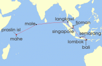 Cruise itinerary map for Phoenix Reisen 22 Nacht Inselwelten zwischen Bali und den Seychellen (141571)