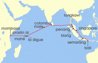 Cruise itinerary map for Phoenix Reisen 26 Nacht Von Bali auf Westkurs bis nach Afrika (128399)