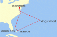 Cruise itinerary map for Royal Caribbean Cruises 9 Night Bermuda & Perfect Day Cruise (35574)