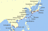Cruise itinerary map for Windstar Cruises 30 Night Star Collector: Japan & Vietnam In-Depth (141173)