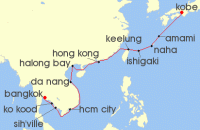 Cruise itinerary map for Windstar Cruises 20 Night Star Collector: Okinawa Days & Mekong Ways (130965)