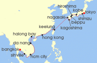 Cruise itinerary map for Viking Cruises 28 Night Southeast Asia Horizons (94112)