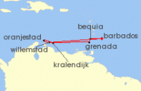 Cruise itinerary map for Marella Cruises 7 Night Exotic Islands (124459)