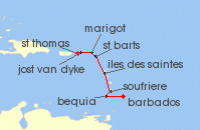 Cruise itinerary map for SeaDream Yacht Club 7 Night Best of the Secluded Caribbean (135367)