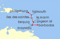 Cruise itinerary map for SeaDream Yacht Club 7 Night Windward Islands Explorer (110130)