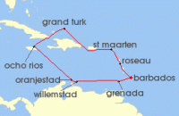 Cruise itinerary map for P & O Cruises 14 Night Caribbean Islands Fly-Cruise (139465)