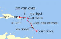 Cruise itinerary map for SeaDream Yacht Club 7 Night Windward & British Virgin Islands (130012)