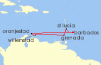 Cruise itinerary map for Marella Cruises 7 Night Exotic Islands (112434)