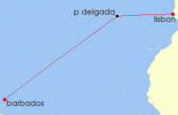 Cruise itinerary map for Star Clippers 16 Night Eastbound Atlantic Ocean Crossing (128561)