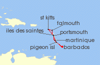 Cruise itinerary map for Star Clippers 7 Night Windward Islands (44529)