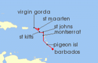 Cruise itinerary map for Seabourn 7 Night Classic Caribbean Yacht Harbors (137964)