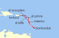 Cruise itinerary map for Marella Cruises 7 Night Paradise Islands (137894)
