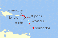 Cruise itinerary map for Marella Cruises 7 Night Paradise Islands (137911)