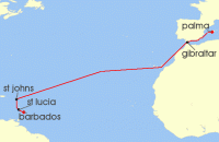 Cruise itinerary map for Marella Cruises 12 Night Atlantic Quest (127256)