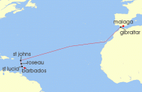 Cruise itinerary map for Marella Cruises 13 Night Tropical Sunsets (140596)