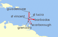 Cruise itinerary map for Marella Cruises 7 Night A Taste Of The Tropics (124516)