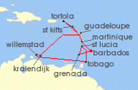 Cruise itinerary map for CFC Croisieres 14 Night Christmas & New Year Caribbean Celebration (Heathrow Airport) (140773)
