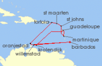 Cruise itinerary map for CFC Croisieres 14 Night New Year In The Caribbean - Caribbean Fly-Cruise (Heathrow Airport) (136702)