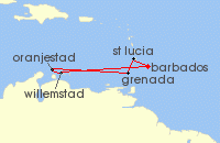 Cruise itinerary map for Marella Cruises 7 Night Exotic Islands (137937)