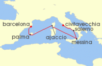 Cruise itinerary map for Cunard Line 7 Night Italy (118637)