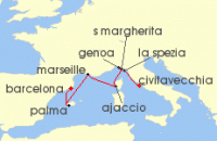 Cruise itinerary map for Princess Cruises 7 Night Western Mediterranean with Italy (138893)