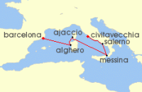 Cruise itinerary map for Cunard Line 7 Night Italy (125791)