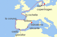 Cruise itinerary map for MSC Cruises 11 Night Northern Europe (140287)