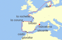 Cruise itinerary map for MSC Cruises 10 Night Northern Europe (140288)