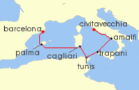 Cruise itinerary map for Silversea Cruises 7 Night Barcelona To Civitavecchia (Rome) (126890)