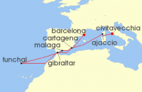 Cruise itinerary map for Celebrity Cruises 10 Night Spain, Portugal & France (137063)