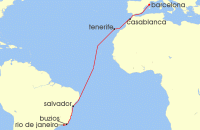 Cruise itinerary map for MSC Cruises 14 Night MSC Grand Voyages (128376)