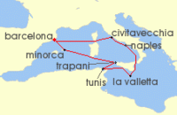 Cruise itinerary map for Explora Journeys 10 Night A Journey through Mediterranean Wonders & Ancient Echoes (136253)