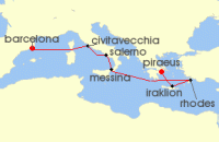 Cruise itinerary map for Celebrity Cruises 9 Night Italy & Greece (137281)