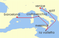 Cruise itinerary map for MSC Cruises 7 Night MSC Grand Voyages (138009)