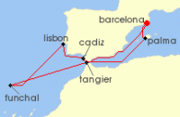 Cruise itinerary map for Celebrity Cruises 11 Night Spain, Portugal & Morocco (137653)