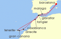 Cruise itinerary map for Celebrity Cruises 12 Night Canaries, Spain & Morocco (115177)