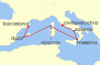 Cruise itinerary map for Cunard Line 7 Night Italy (118607)
