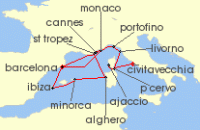 Cruise itinerary map for Explora Journeys 14 Night An Extended Journey through Sparkling Coasts & Serene Beauty (136331)