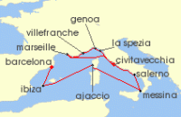 Cruise itinerary map for Cunard Line 14 Night Italy (118608)